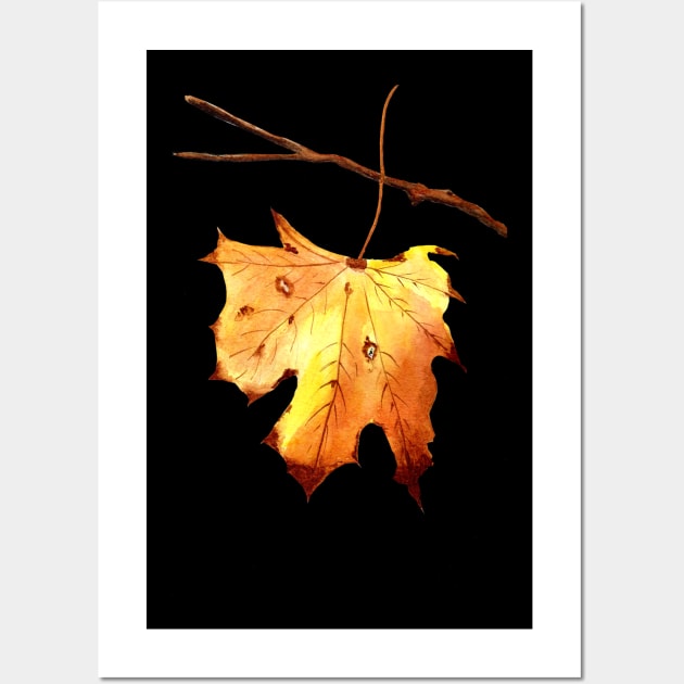 Autumn Maple Leaf Watercolor Painting Wall Art by MMcBuck